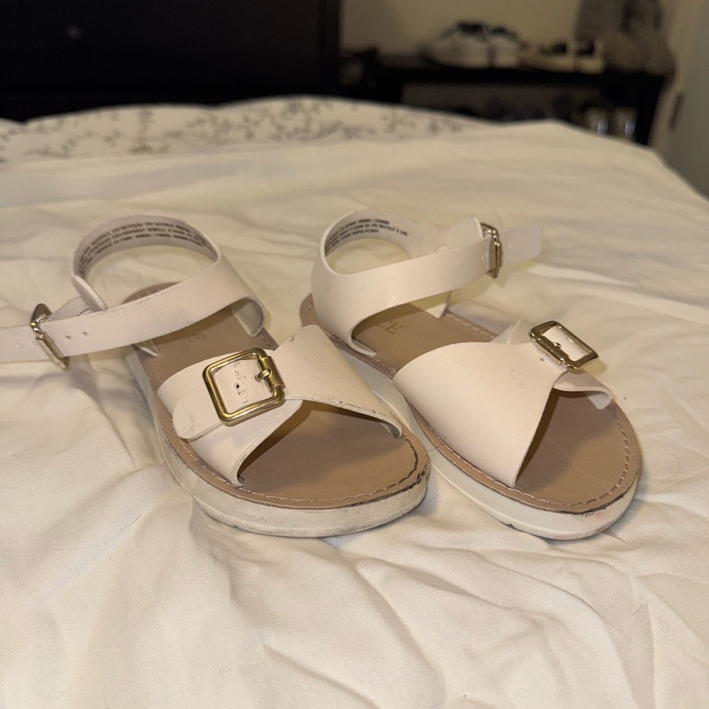 Children’s Place Cream Sandals with Gold Buckles
